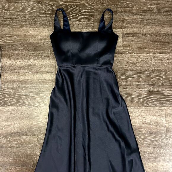 Jenny Yoo Ariana Bridesmaid Dress French Blue US 8 Square Neck Satin Crepe Gown - Picture 11 of 14